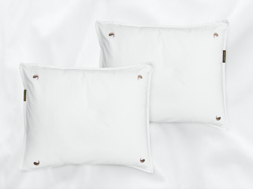 Bentota sateen pillowcases set (white with beige leaves) - Four Leaves
