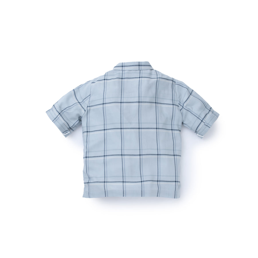 Short sleeve viscose cotton checked shirt - Four Leaves