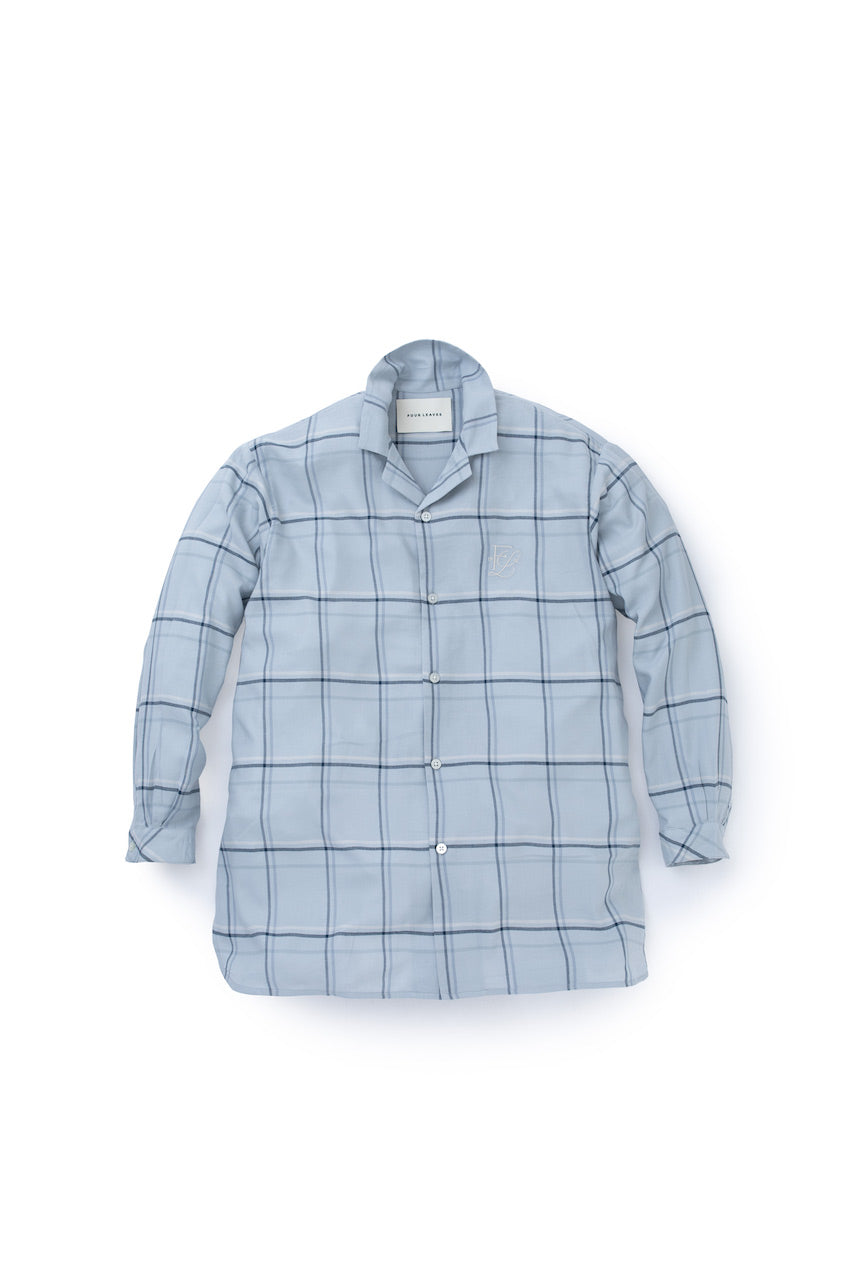 Long sleeve checked viscose cotton shirt - Four Leaves