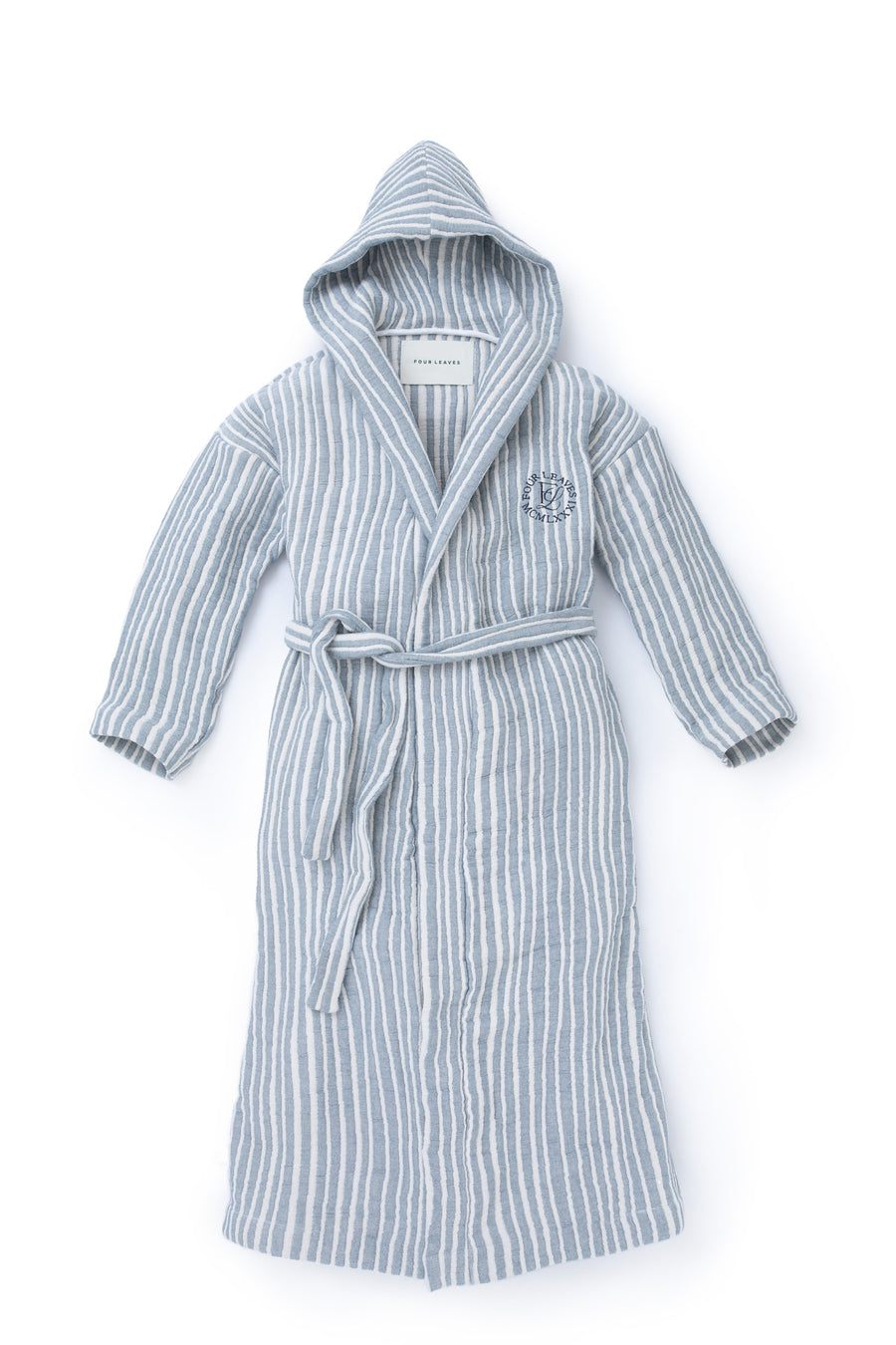 Long hooded 3D striped bathrobe - Four Leaves
