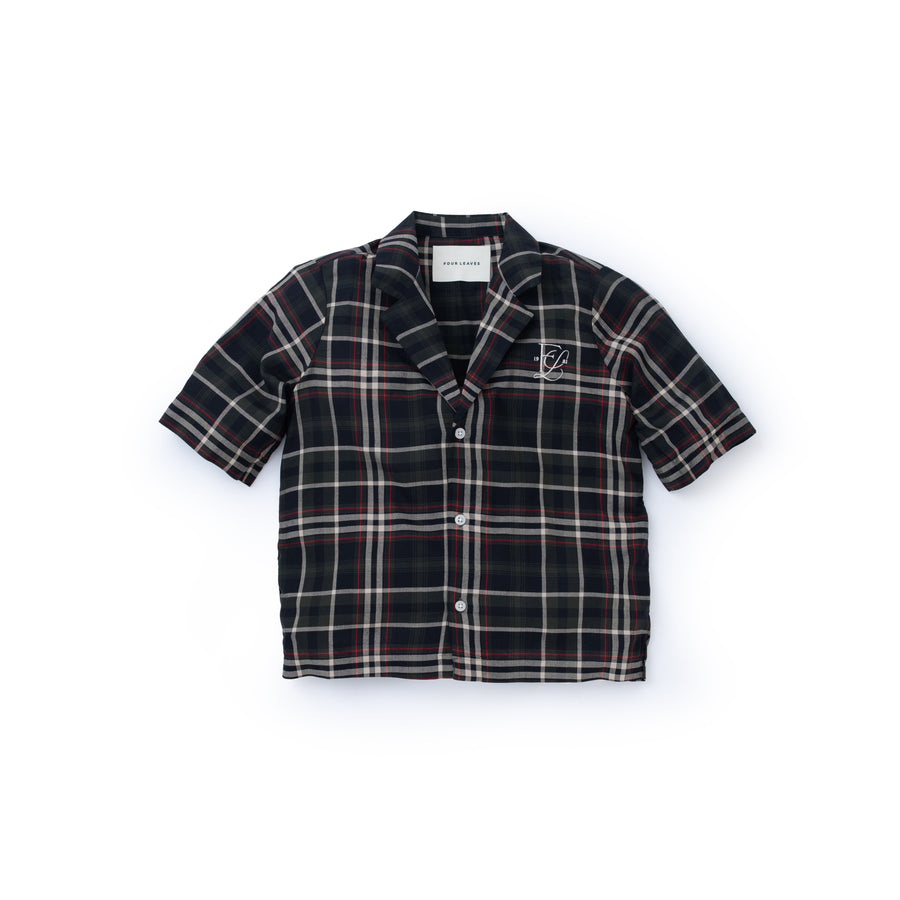 Short sleeve checked viscose shirt - Four Leaves