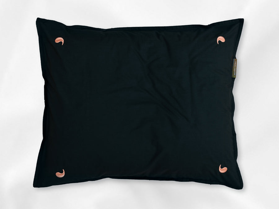Namal Uyana percale pillowcase junior (dark green with pink leaves) - Four Leaves