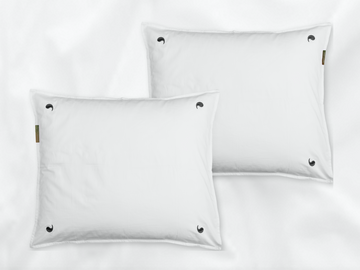 Pinnawala sateen pillowcases set (white with grey leaves) - Four Leaves