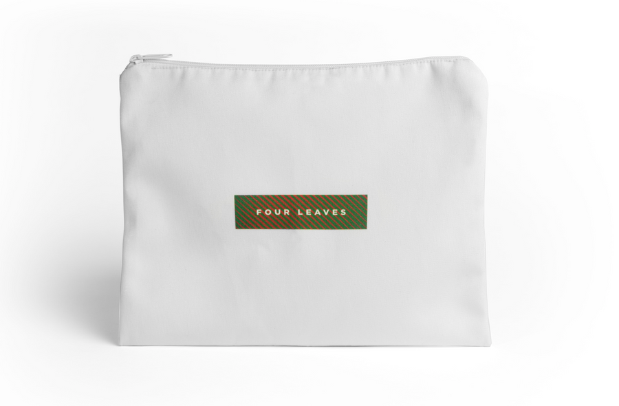Bentota sateen pillowcase junior (white with beige leaves) - Four Leaves