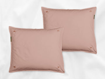 Bundala percale pillowcases set (pink with pink leaves) - Four Leaves